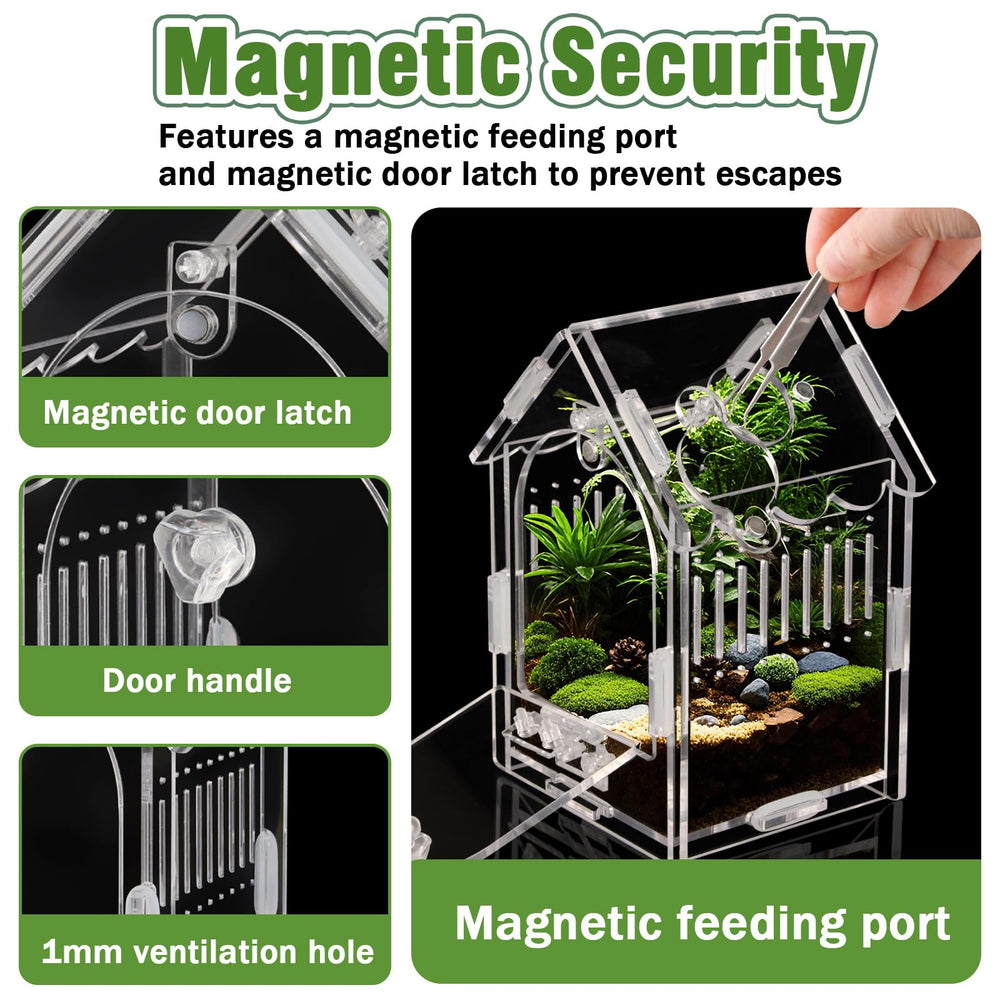 WEIKEJINA Jumping Spider Enclosure dimensions emphasize desk-friendly size for compact spaces