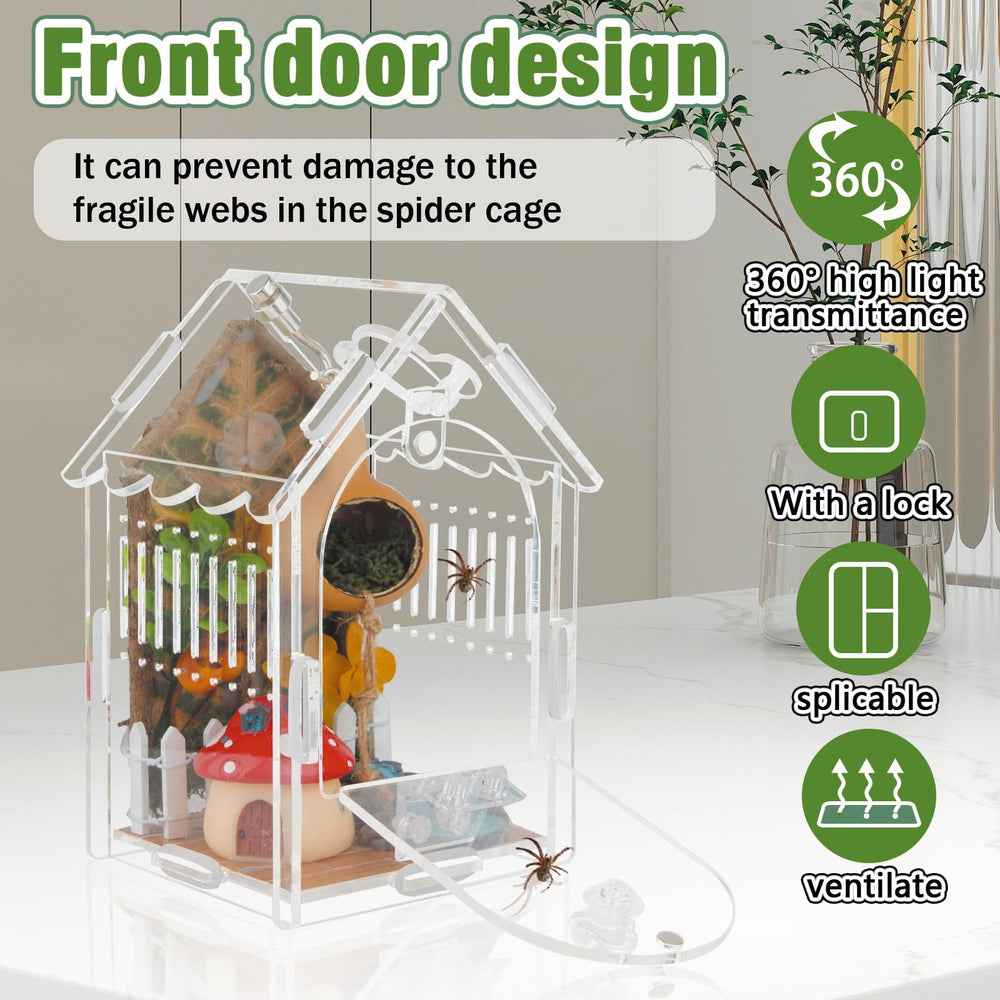 WEIKEJINA Jumping Spider Enclosure magnetic door image shows escape-proof access and secure handling