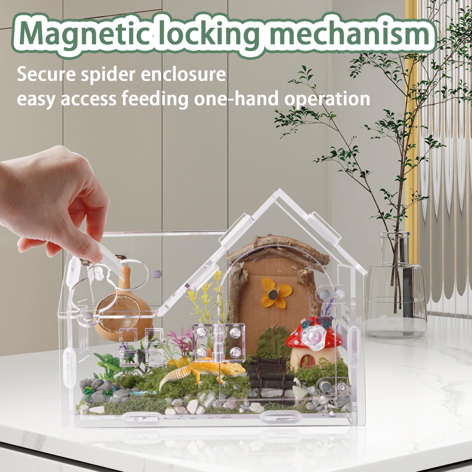 WEIKEJINA magnetic door closeup emphasizes secure latch for safe feeding and handling