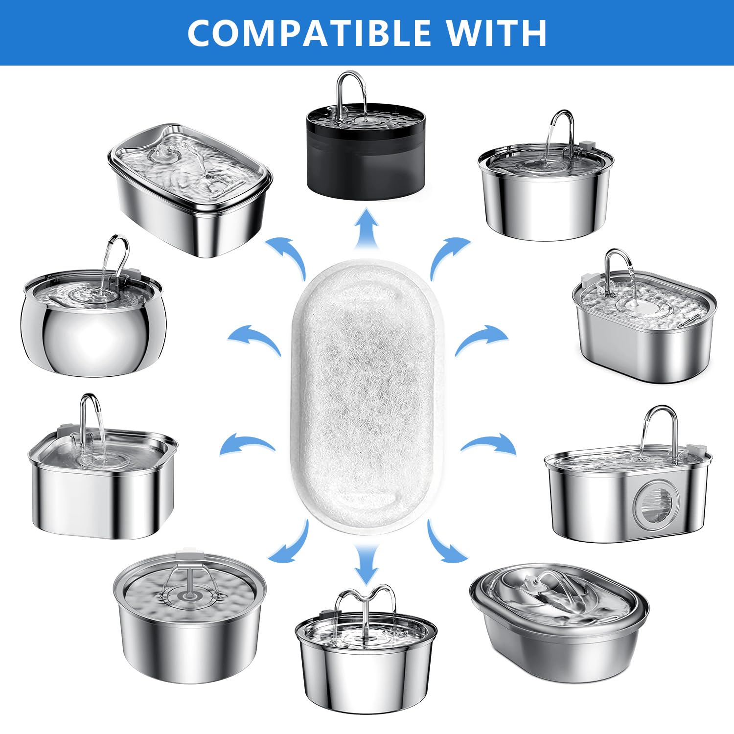 WEIKEY 8-pack filters helps maintain fresh-tasting water for pets.