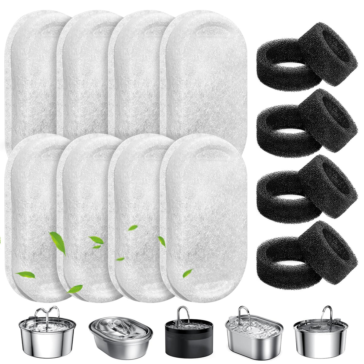 WEIKEY cat water fountain filters package—bulk set for clean, fresh water.