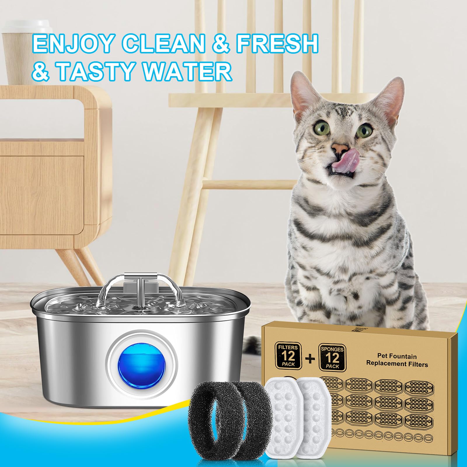WEIKEY durable stainless steel cat fountain setup for long-lasting use.