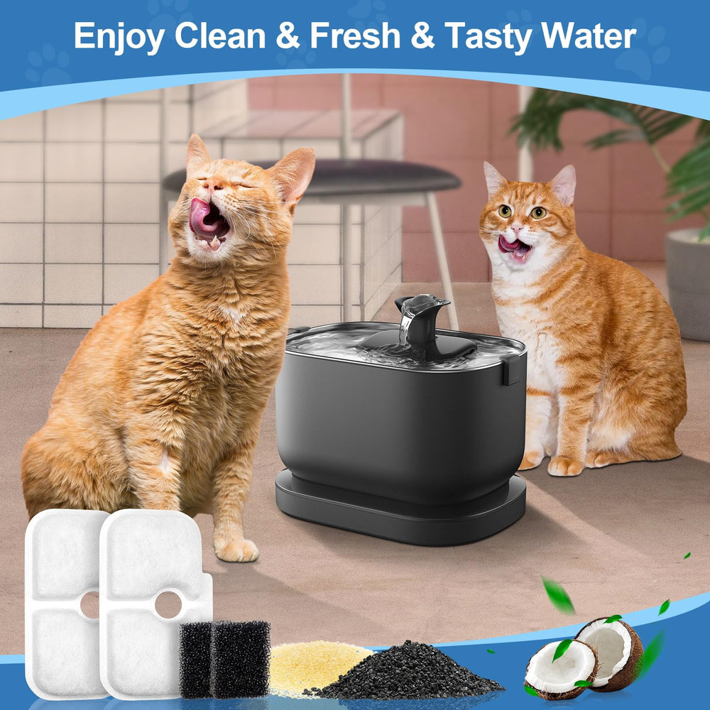 WEIKEY pet enjoys fresh water after filter replacement from dockstream fountain.