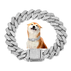 WeimoMonkey dog chain necklace 14mm wide Cuban link for stylish daily wear.