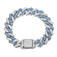 WeimoMonkey dog necklace blue 12in side view showing 14mm width