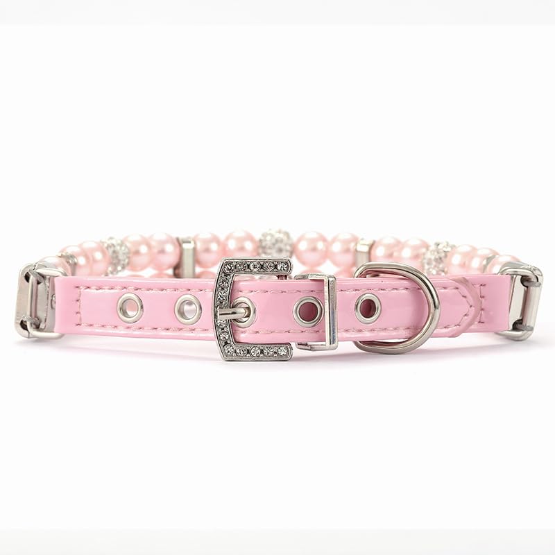 WeimoMonkey pink pearl collar charms accent shot with retro charm vibes.
