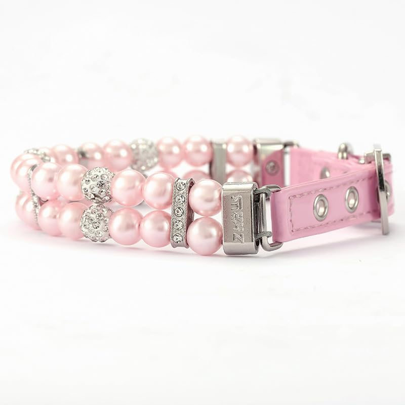 WeimoMonkey pink pearl collar packaging shot suggests gift-ready presentation.