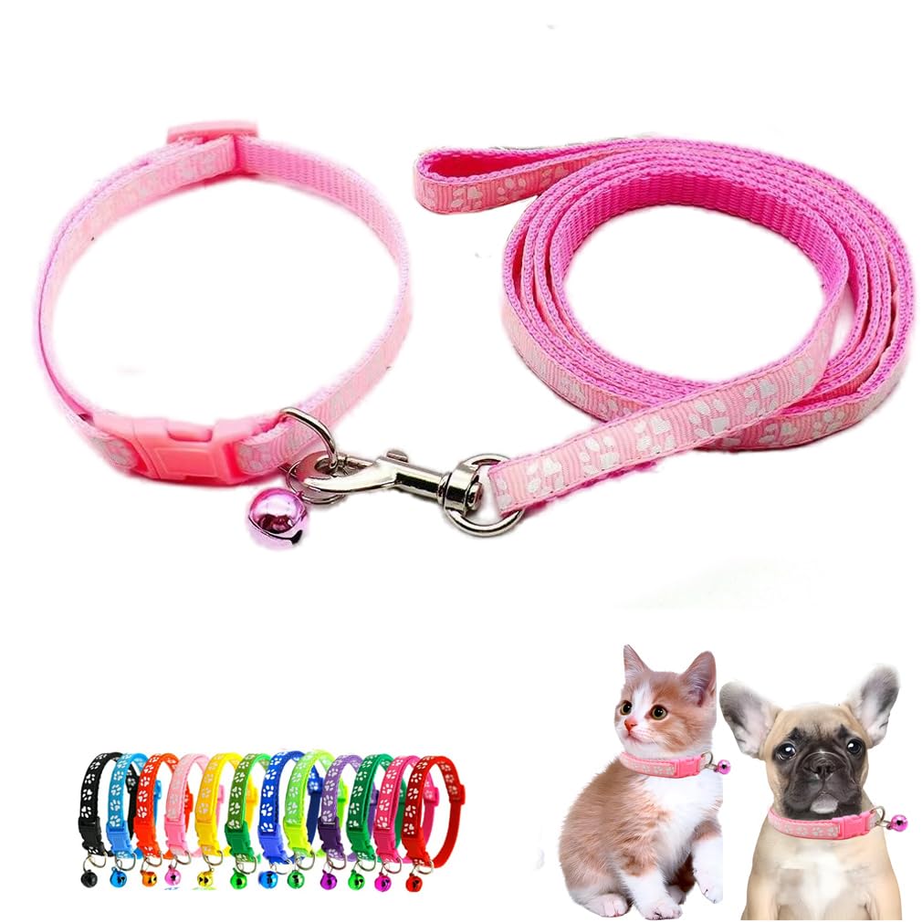WeimoMonkey pink small cat collar with bell for cute daily wear and audible alerts.
