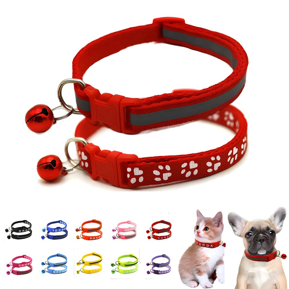 WeimoMonkey red small dog collar with bell XS for easy pet identification and alert awareness.