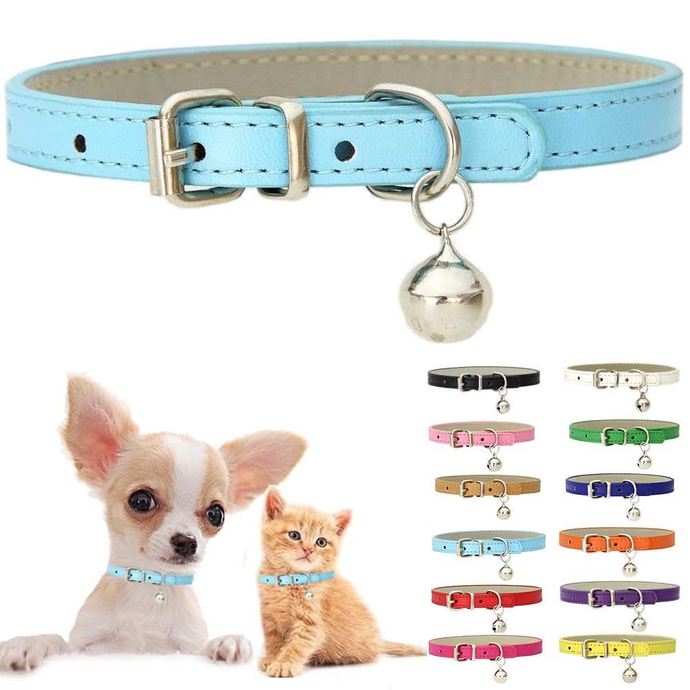 Weimostar blue XXS dog collar with bell enhances visibility and security.
