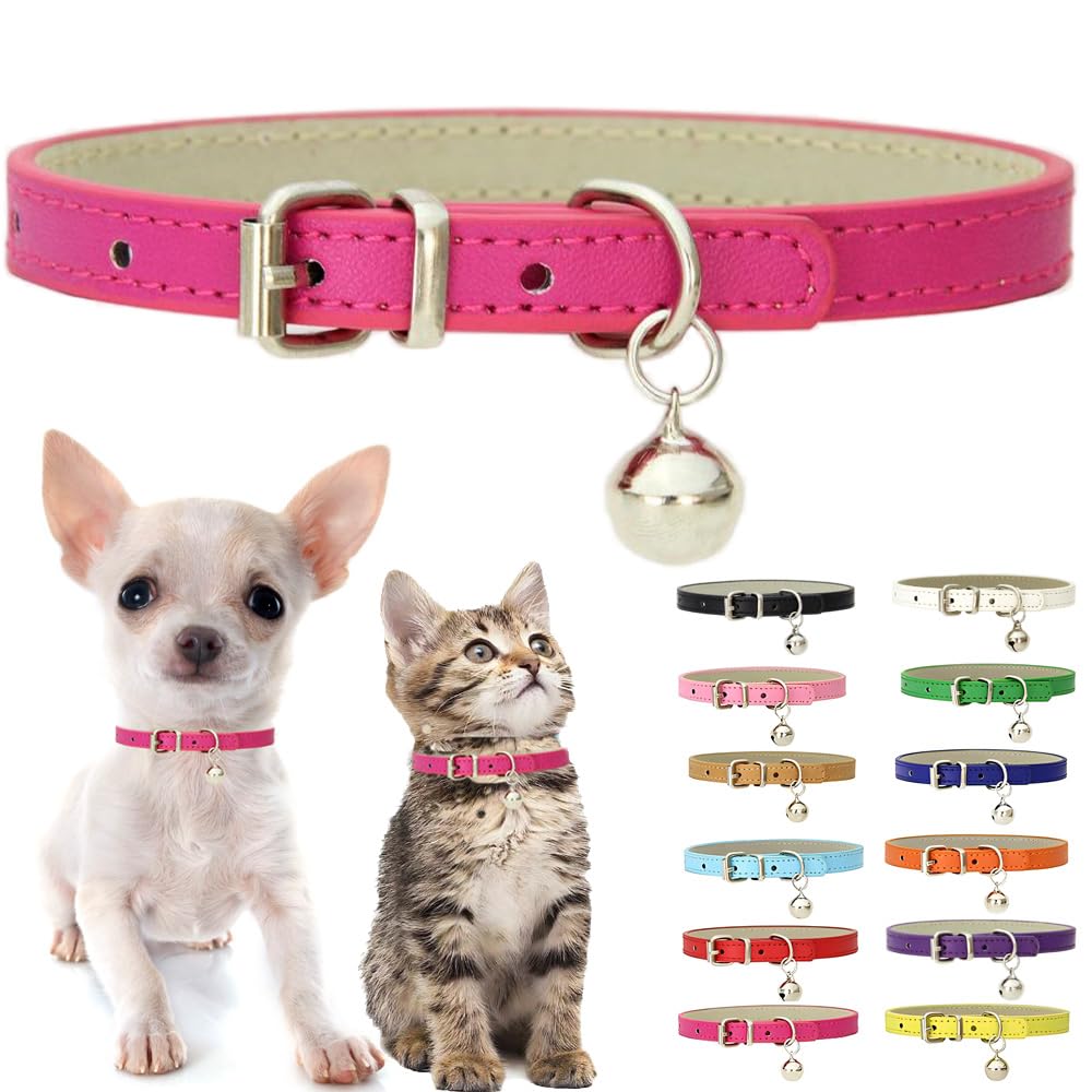 Weimostar hot pink XXS collar with bell improves small-pet visibility during walks.