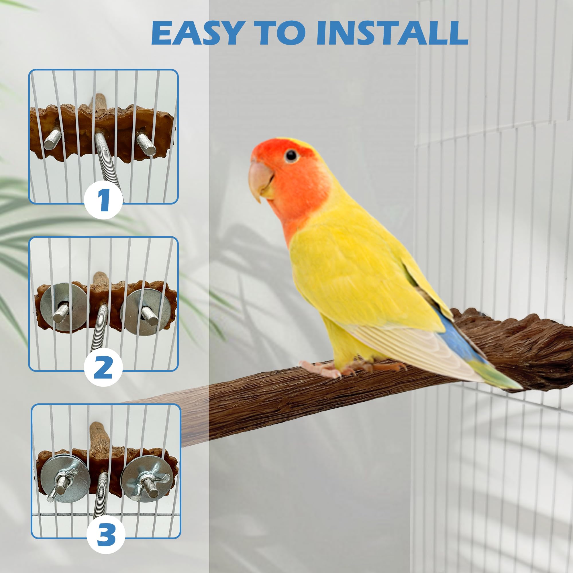 WEIYOONS 7.87-inch perch fits many cages with comfortable perching space.