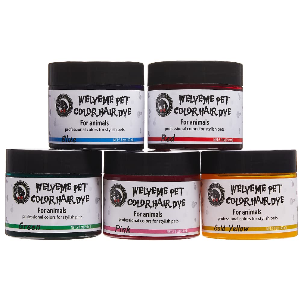WELYEME Rainbow Pet Hair Dye bottle and brush for quick coat color application