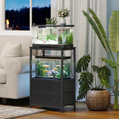 Welfuturer aquarium stand 2-tier design highlights desktop tank and storage layout