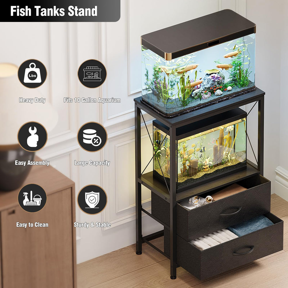 Welfuturer aquarium stand drawers keep fish-keeping tools organized