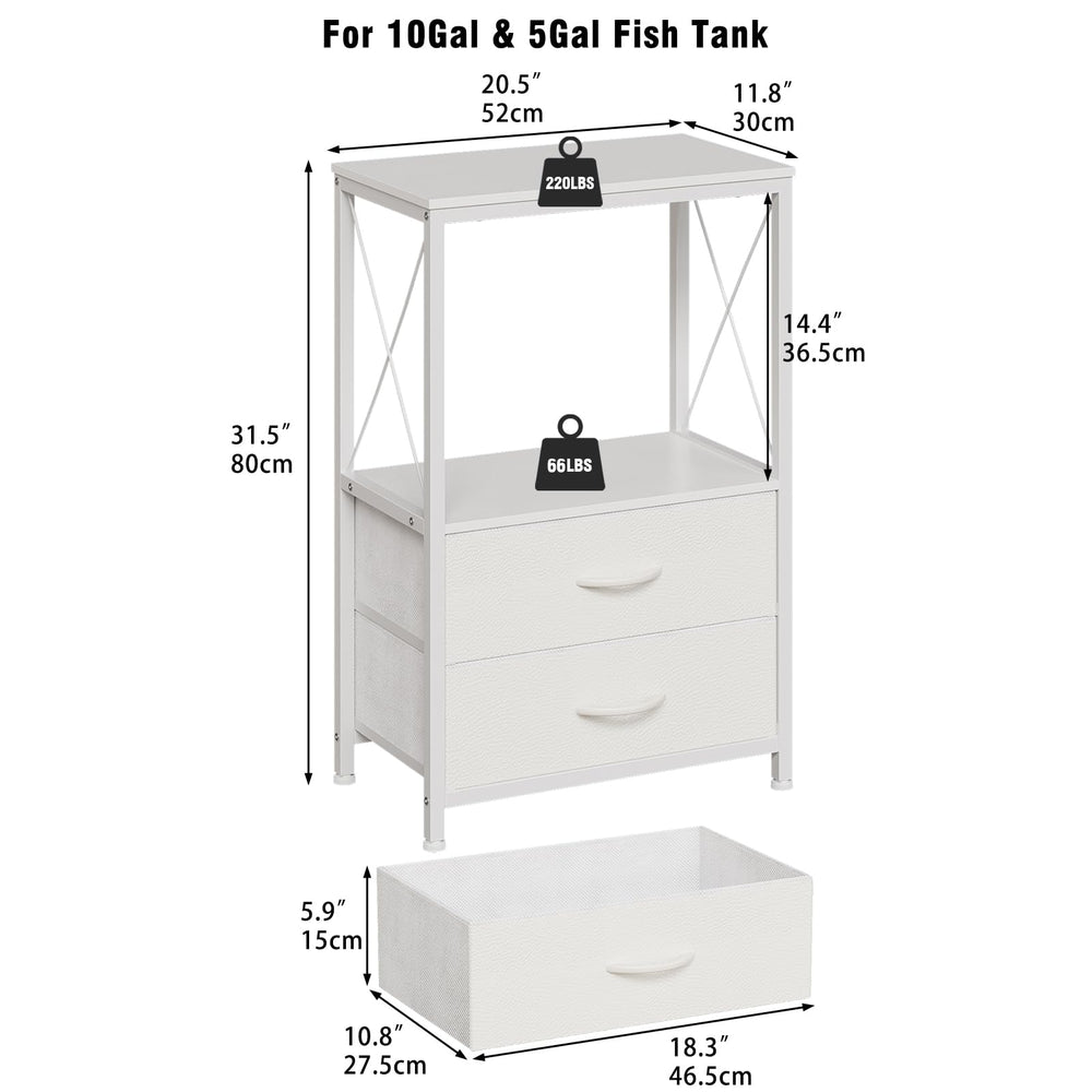 Welfuturer fish tank stand front view with white finish and solid base