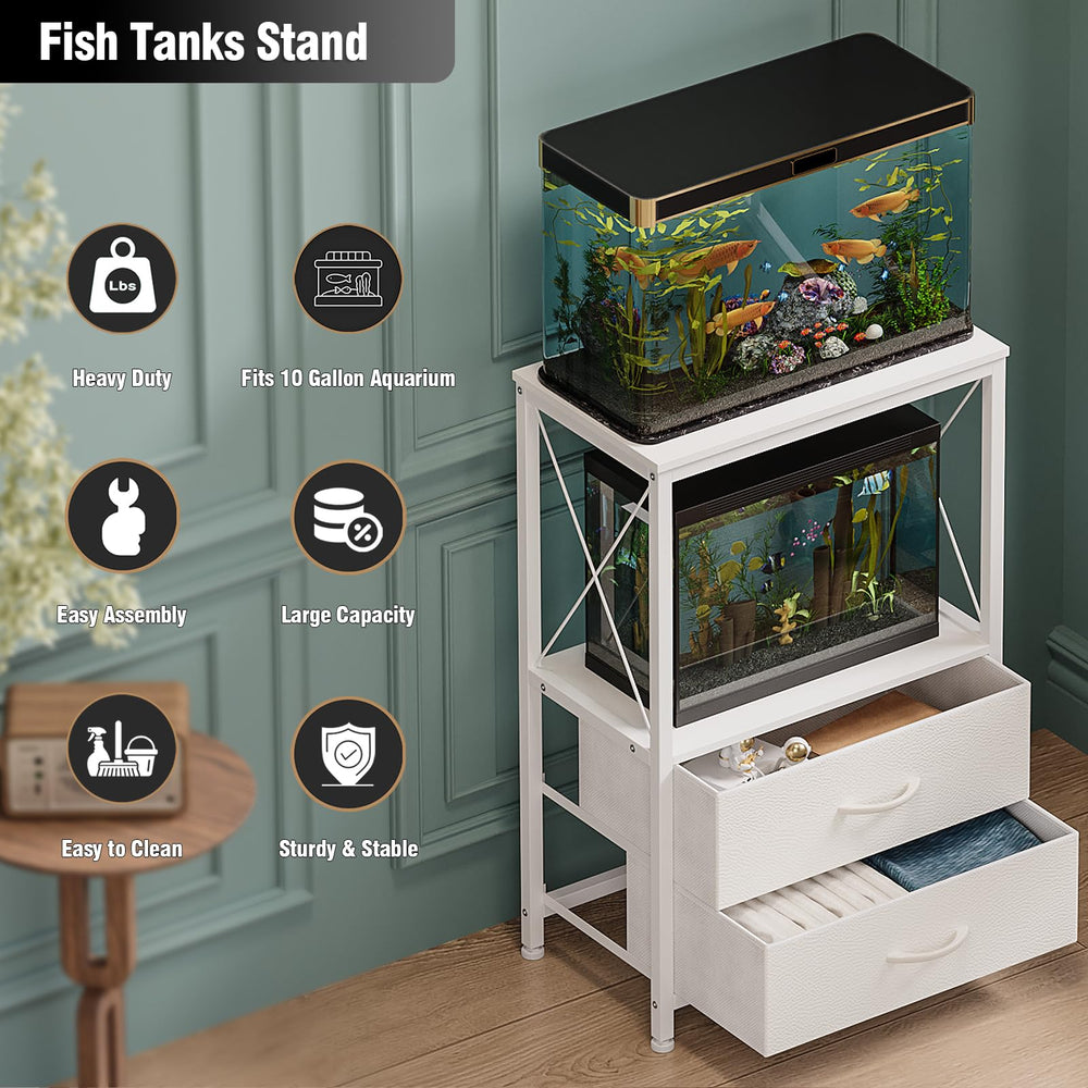 Welfuturer fish tank stand side profile shows sturdy metal frame and stability