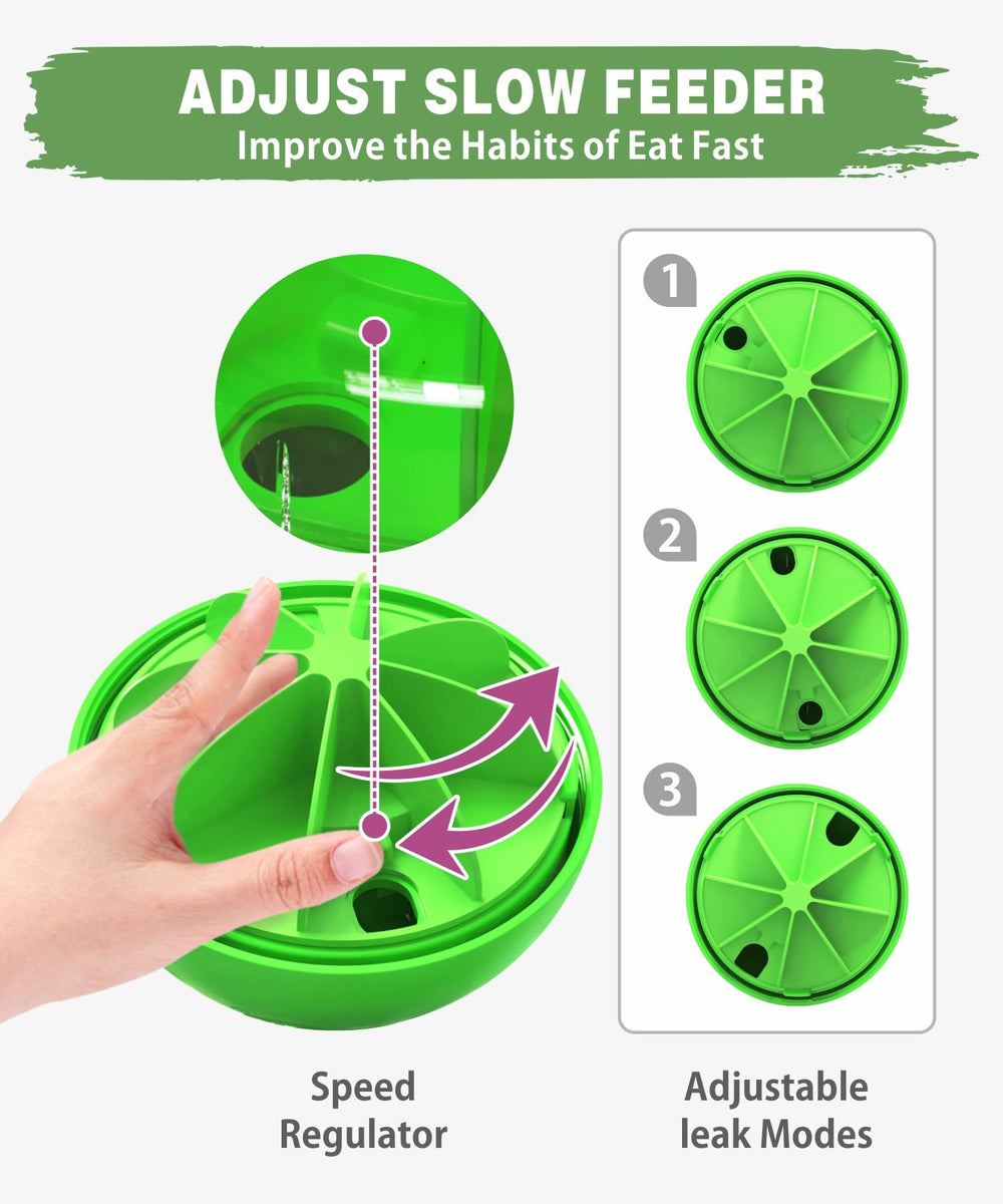 WELIKEIT slow-feeding setup encourages longer play sessions for various sizes.