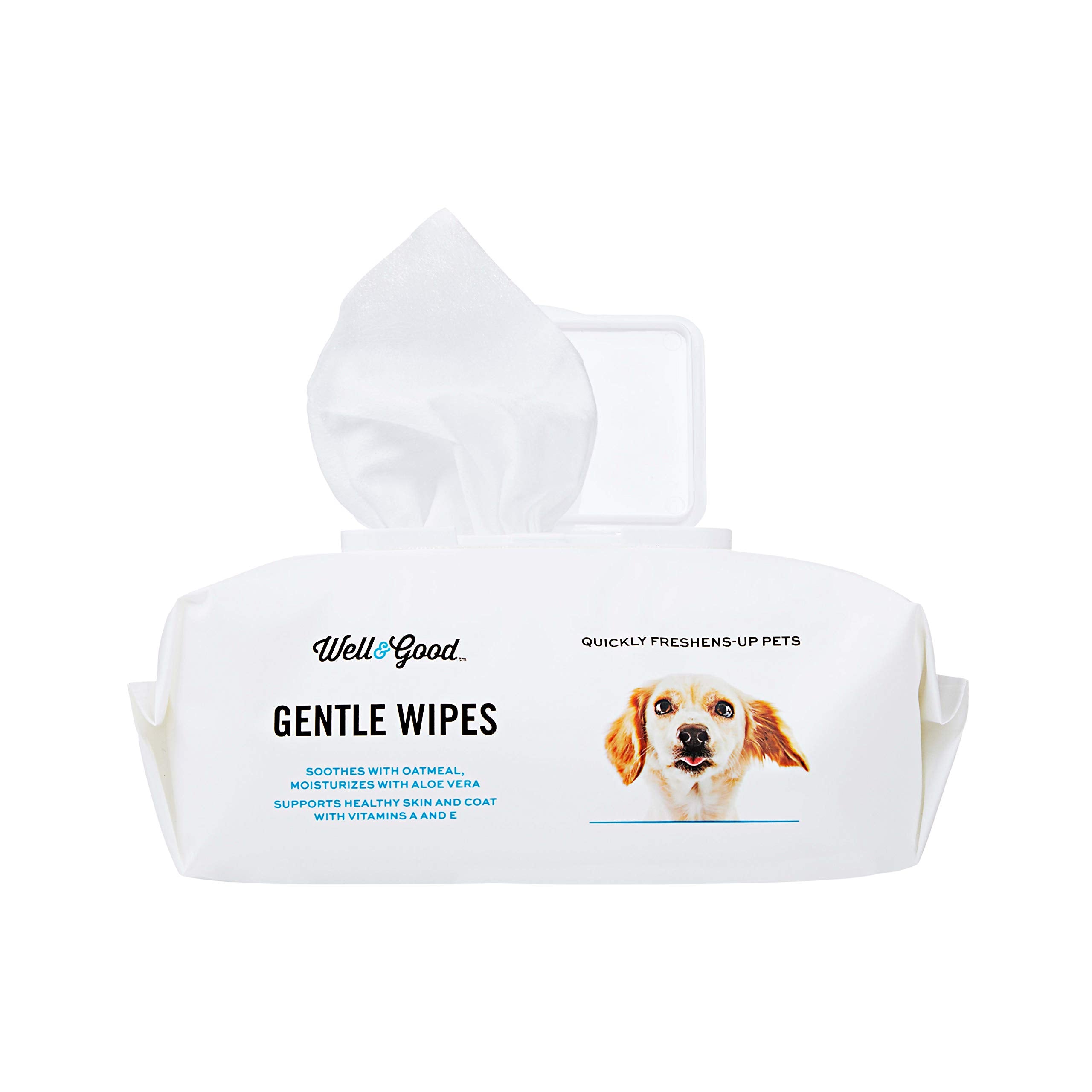 Well & Good Gentle Puppy Grooming Wipes with odor-control action helps neutralize smells