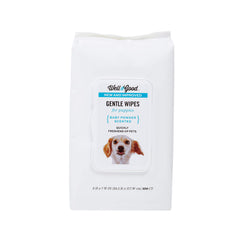 Well & Good Gentle Puppy Grooming Wipes pack shot highlights convenient cleansing on the go