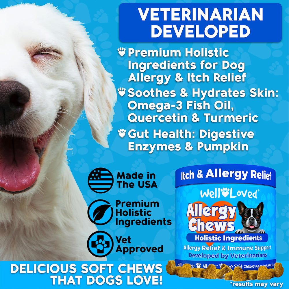 Well Loved Dog Allergy Chews soft chews close-up shows tasty texture for dogs.