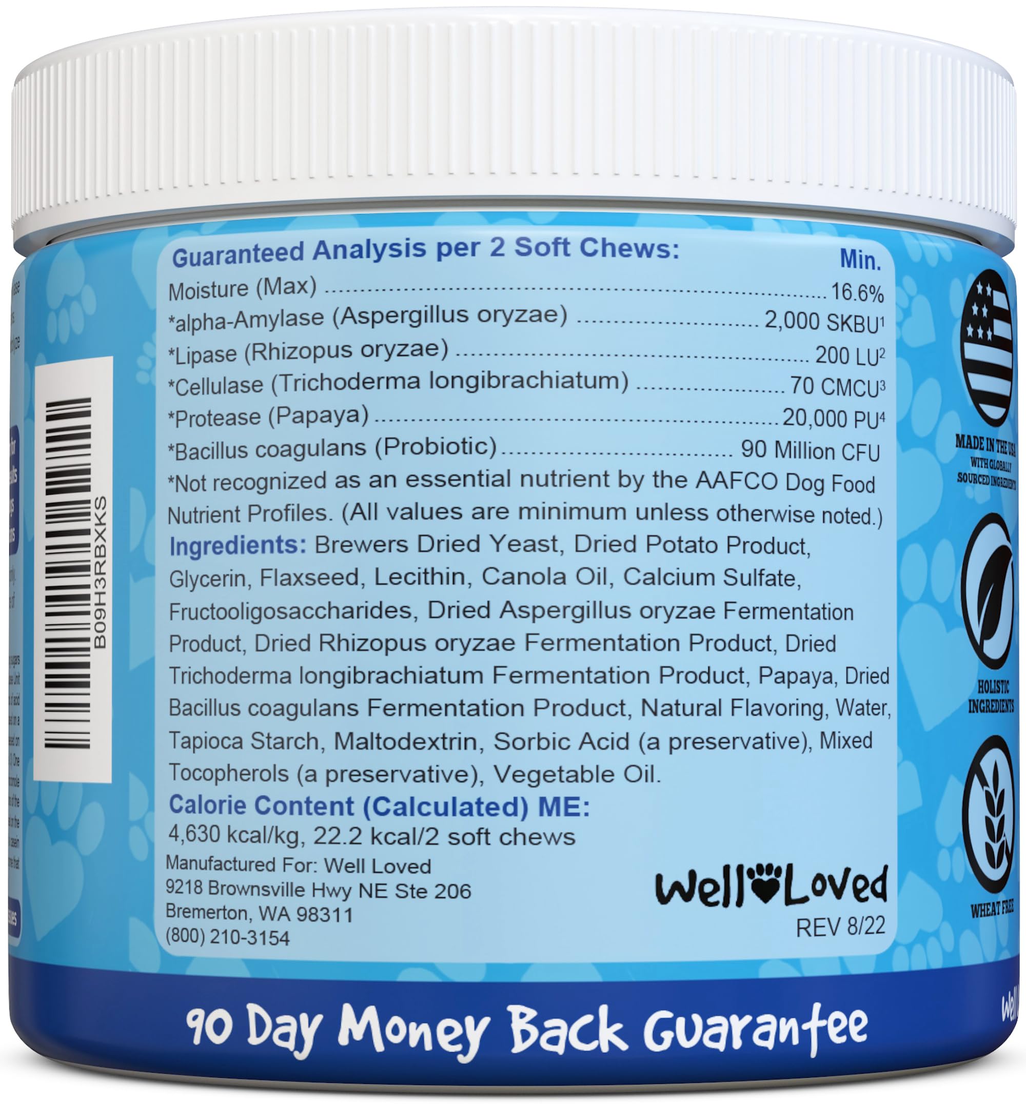 Well Loved Probiotics for Dogs taste-tested chews that make daily dosing easy.