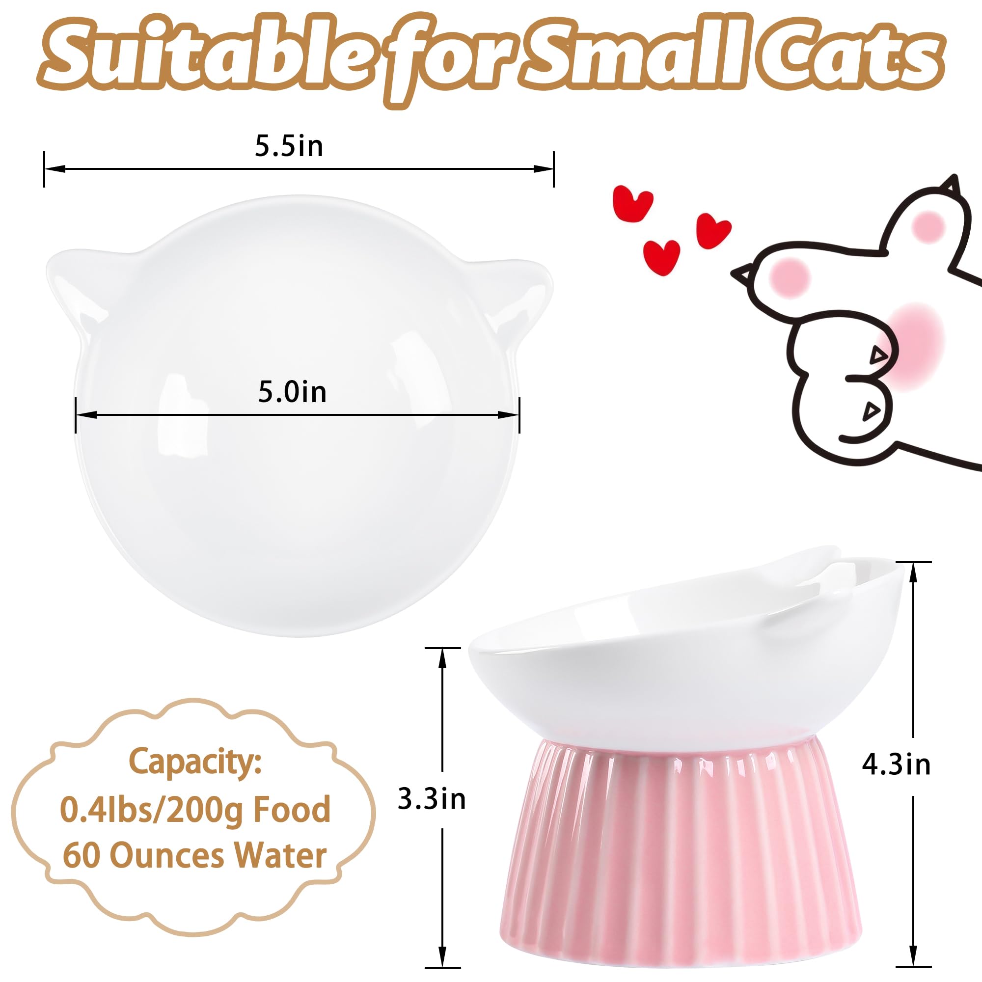 Wellbro ceramic raised cat bowl tilt-angle highlights centered food for steady eating.