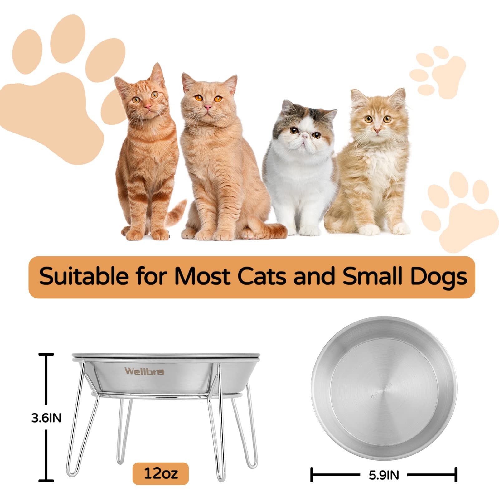 Wellbro easy-to-clean SUS304 bowls support tidy feeding spaces