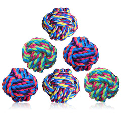 Wellbro Pet Chew Toy knot-weave cotton rope ball in colorful pack supports playful chewing