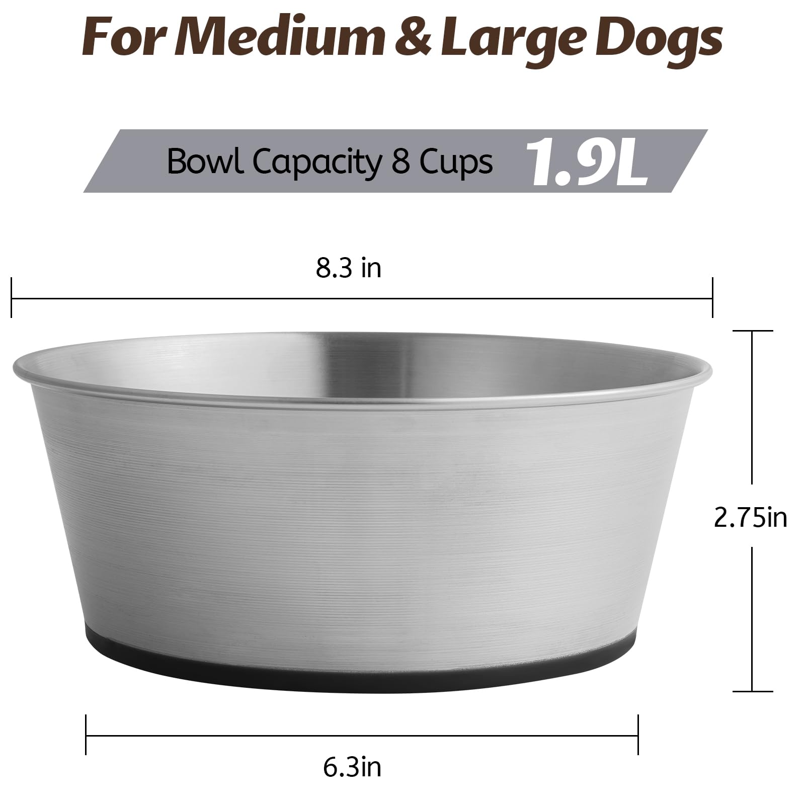 Wellbro stainless steel dog bowls with anti-slip base keep spills under control during meals.