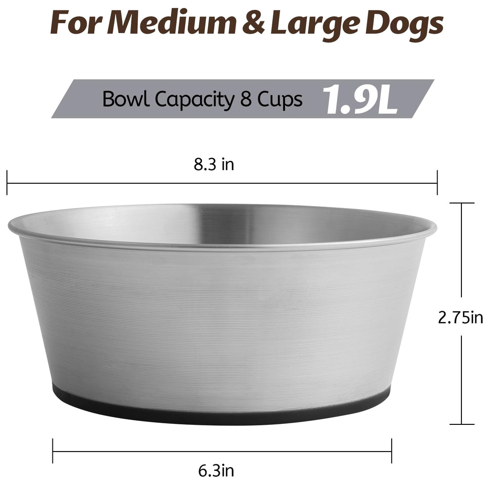 Wellbro stainless steel dog bowls with anti-slip base keep spills under control during meals.