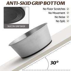 Wellbro stainless steel dog bowls wide opening simplifies quick refills and food addition.