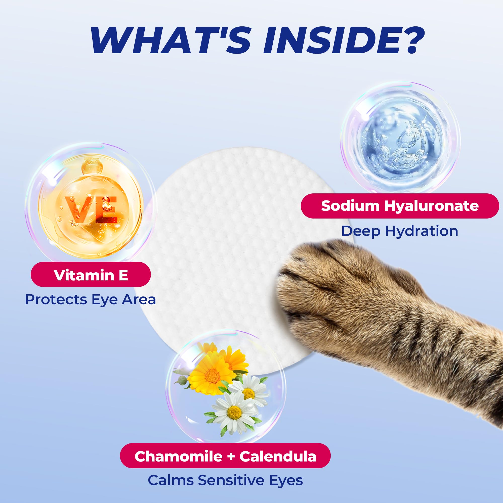 Wellix gentle formula with chamomile and calendula for delicate eyes.