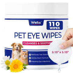 Wellix eye wipes packaging shows 110-count bottle for convenient daily cleaning.