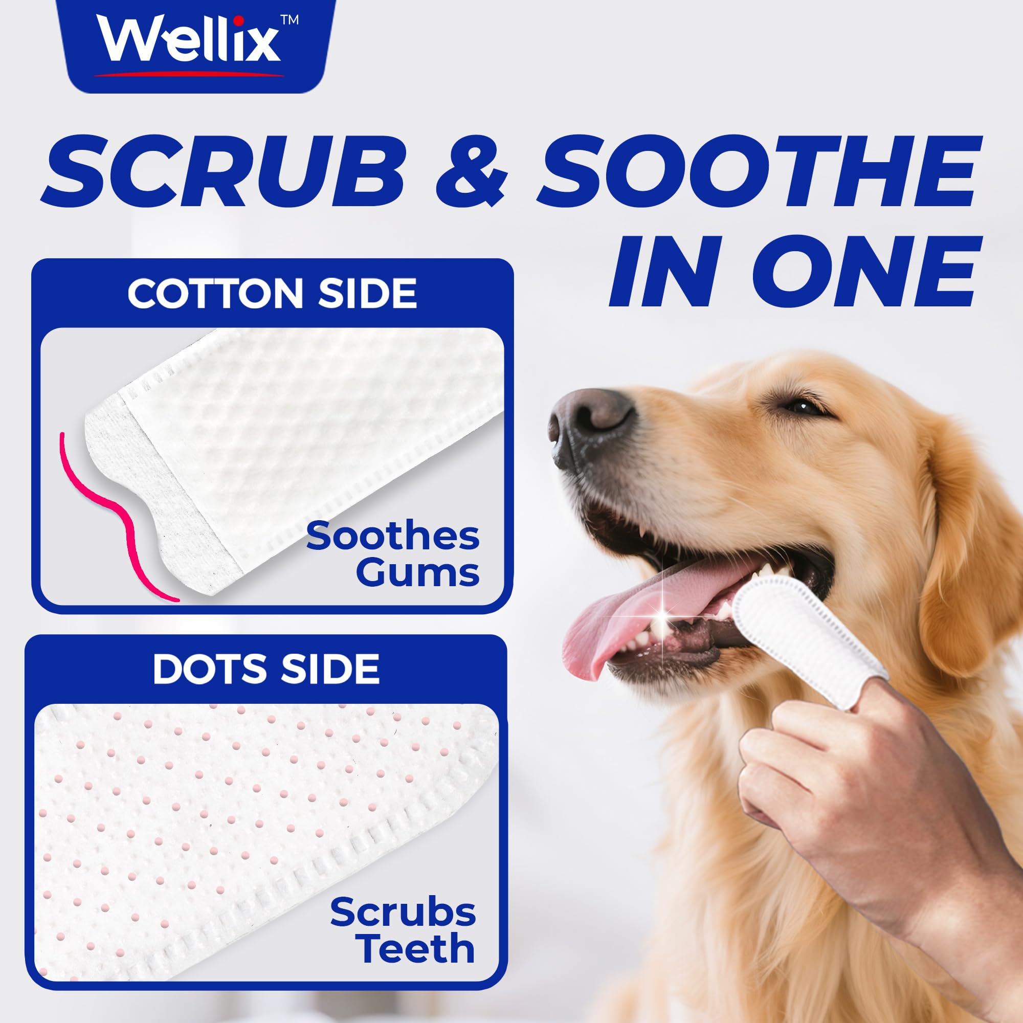 Wellix dog teeth wipes 100-count label emphasizes value for multi-pet households