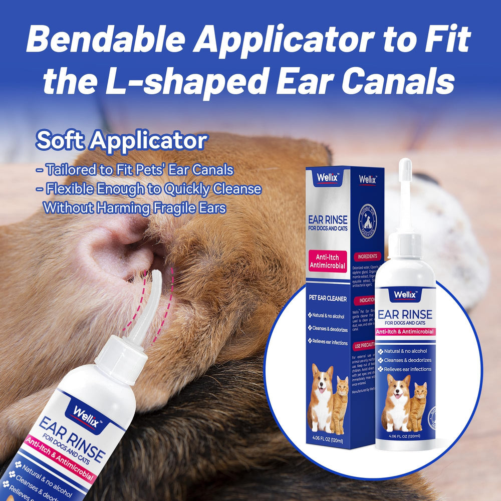 Wellix ear cleaner with chamomile and honeysuckle for gentle, calming ear care.