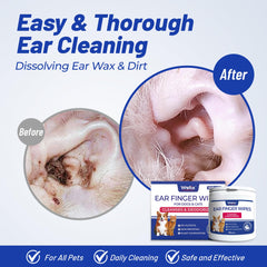 Wellix finger wipe design shows easy reach into ear folds for thorough cleaning