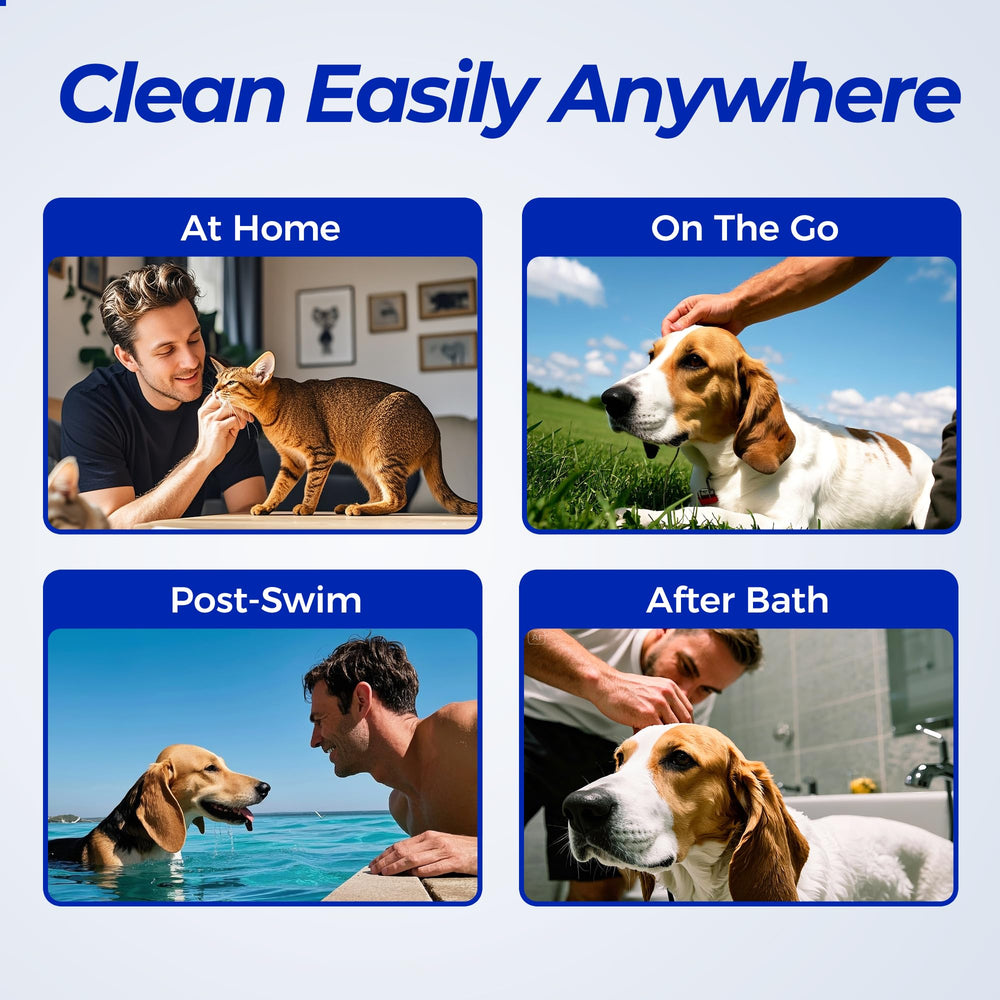 Wellix in-use dog image demonstrates easy, no-rinse routine for itchy-ear relief