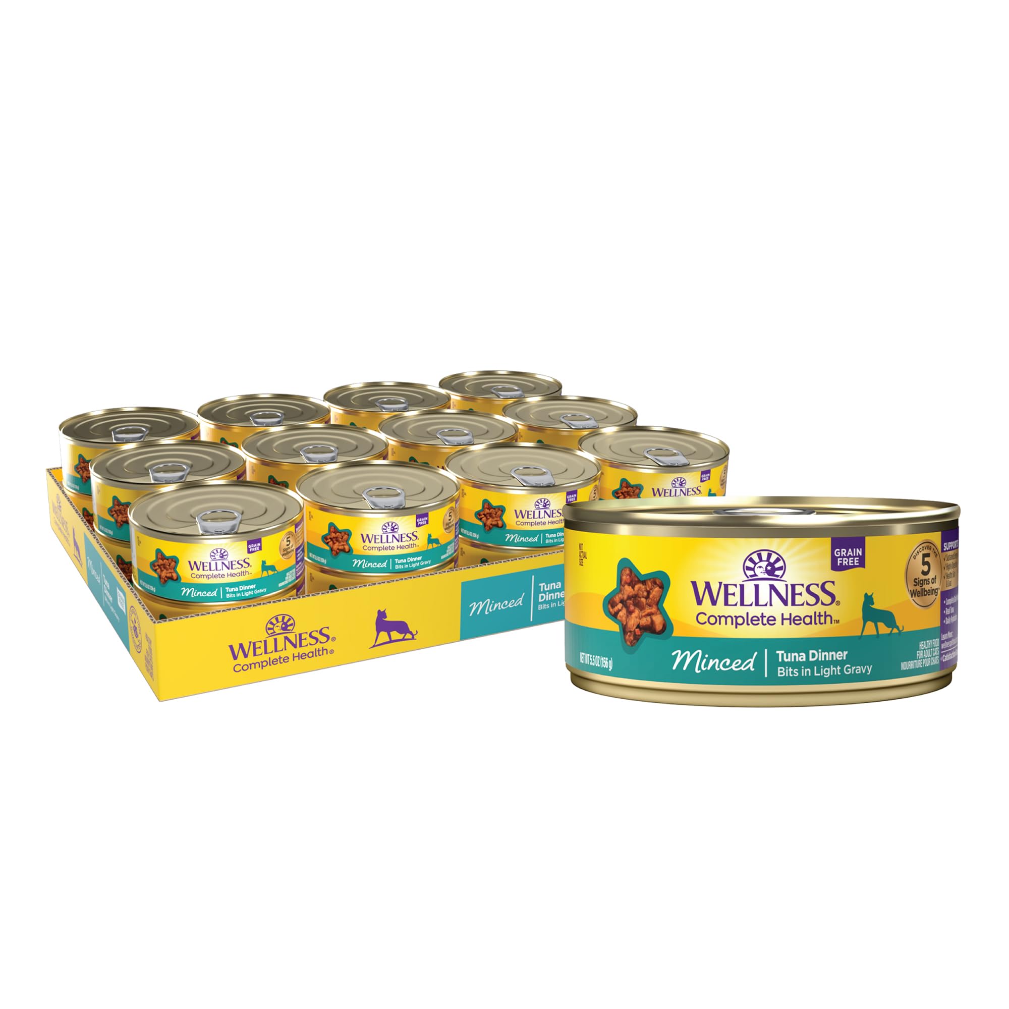 Wellness Complete Health minced tuna entree cat-enjoying-meal shows a protein-rich, grain-free dinner option.