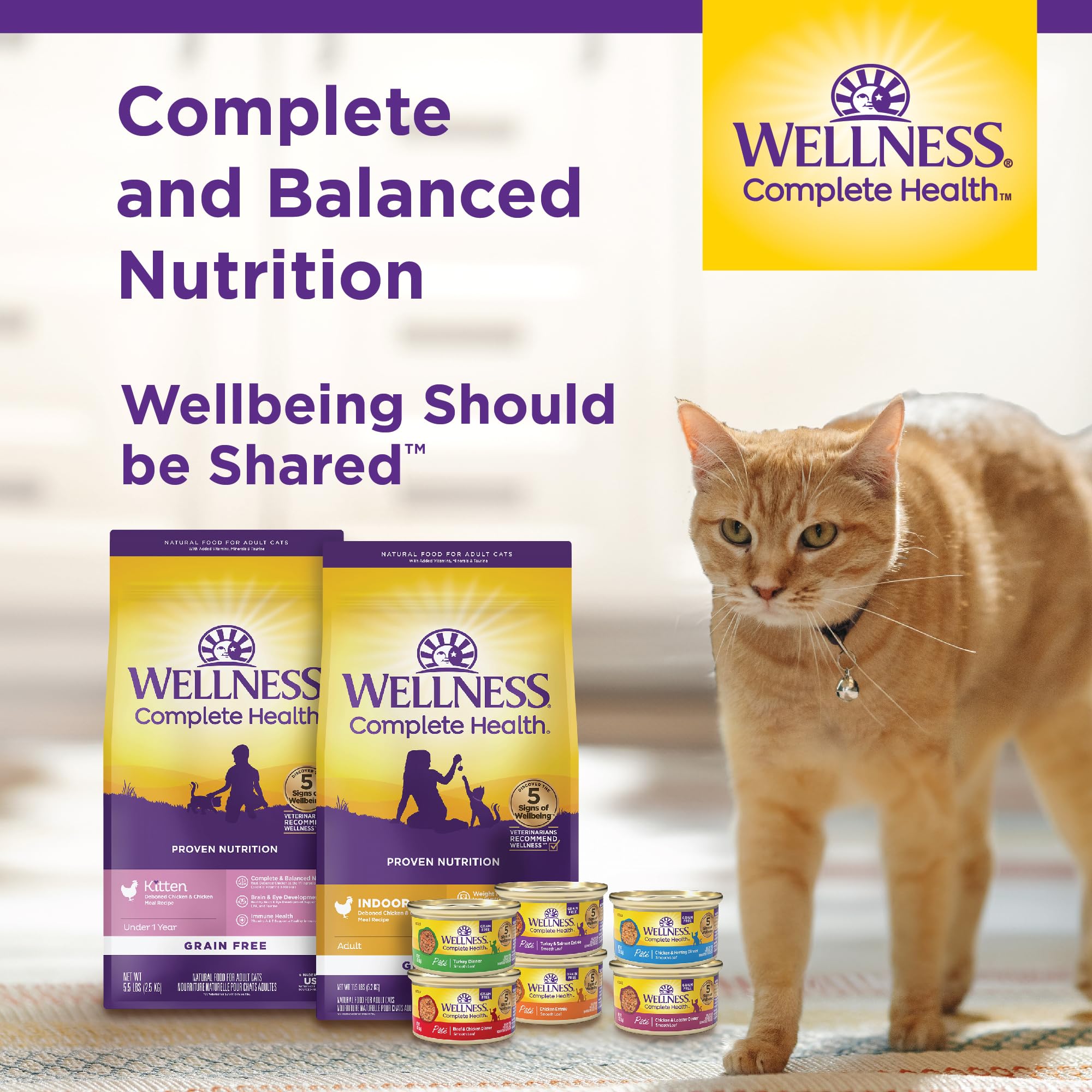 Wellness Complete Health minced tuna entree nutrition-vet-approved indicates trusted formulation for everyday cat nutrition.