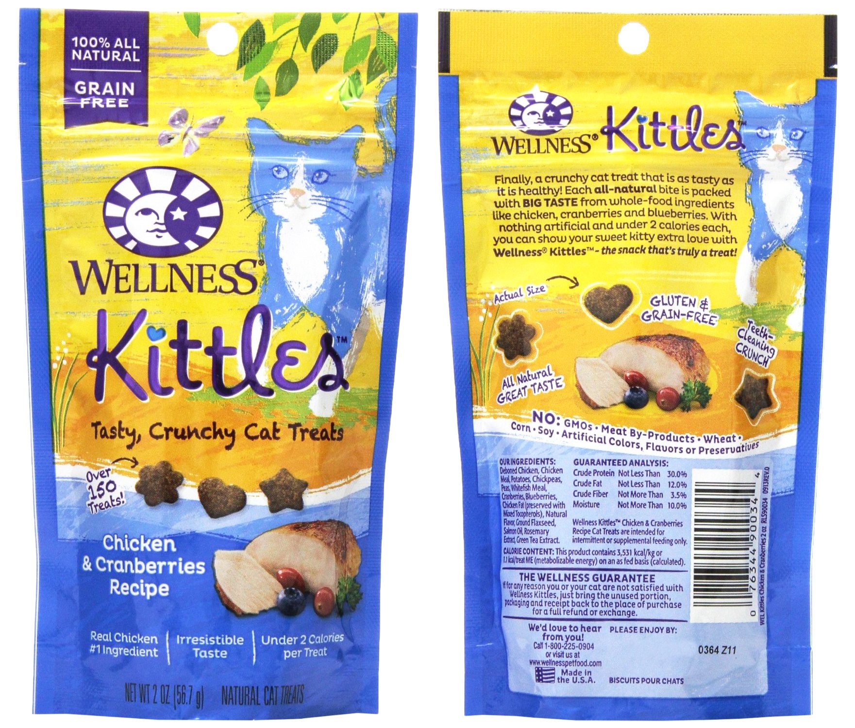 Wellness Kittles chicken cranberries flavor close-up with crunchy texture supports light dental care.