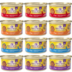 Wellness Natural Cat Pate 12-pack variety box for convenient balanced meals.