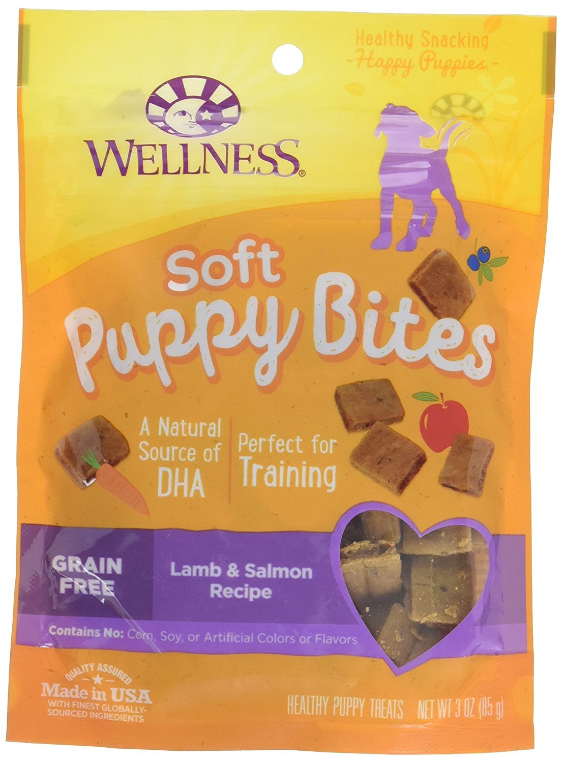 Wellness Puppy Bites DHA-rich formula supports puppies' brain and nervous system development