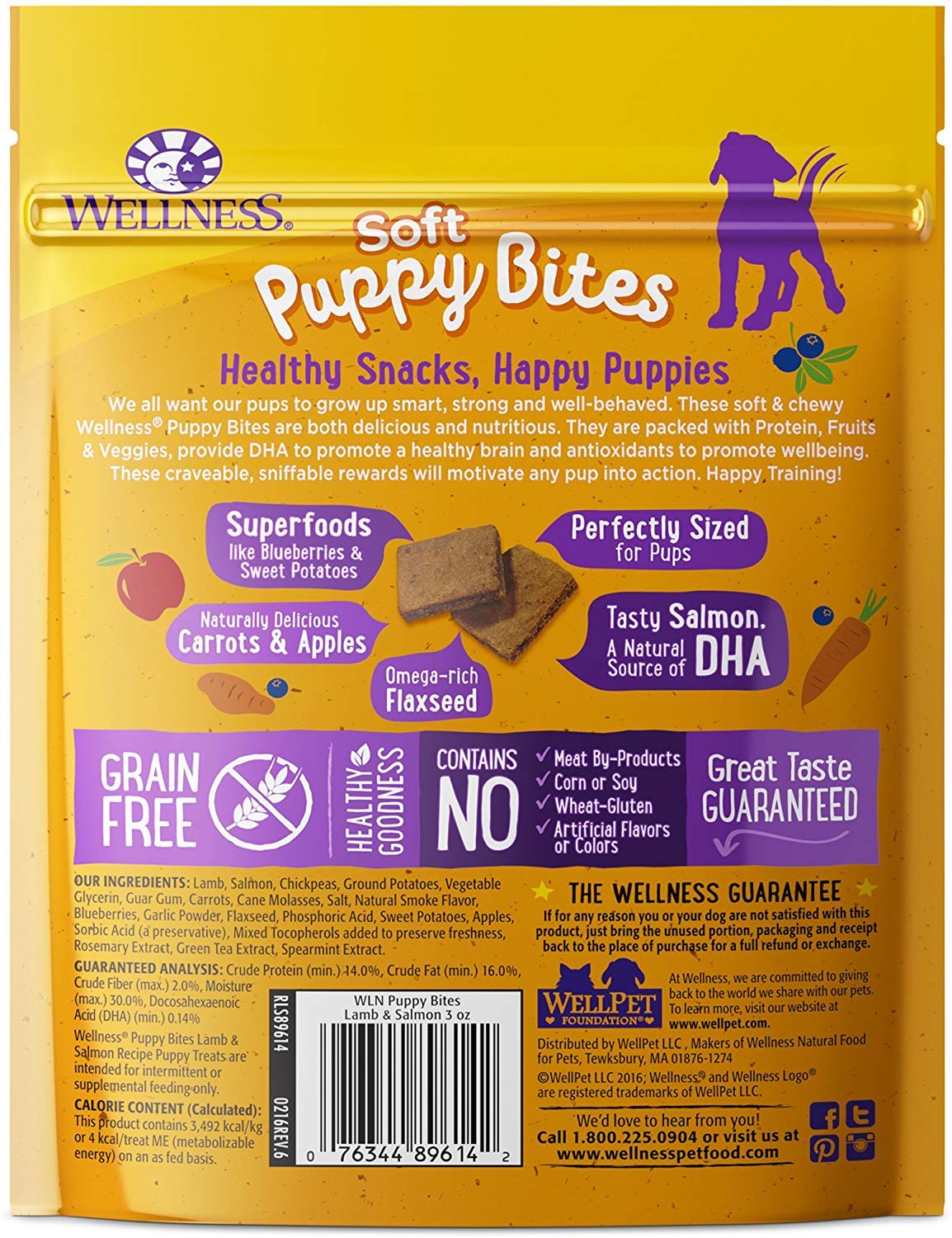 Wellness puppy-treats soft-chew closeup shows gentle texture for puppies