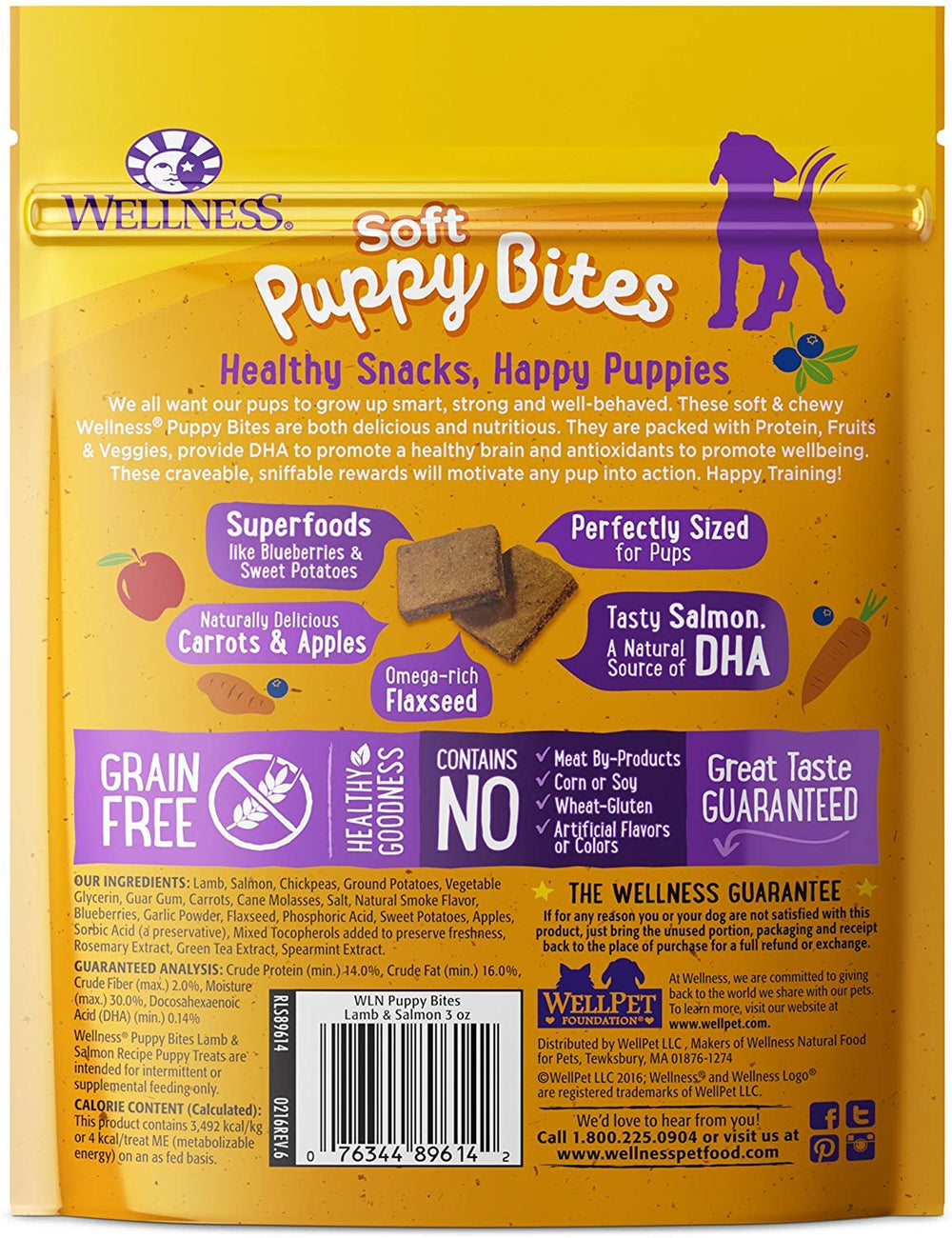 Wellness puppy-treats soft-chew closeup shows gentle texture for puppies