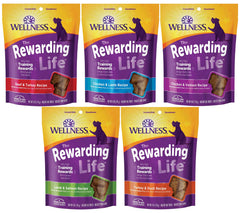 Wellness Wellbites variety-pack bags, soft chewy treats ideal for training rewards and daily snacks.