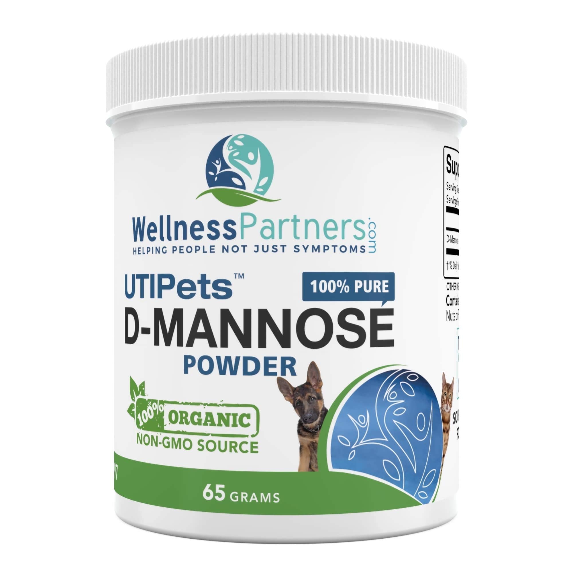 WellnessPartners UTI Pets D-Mannose jar front for pet urinary support