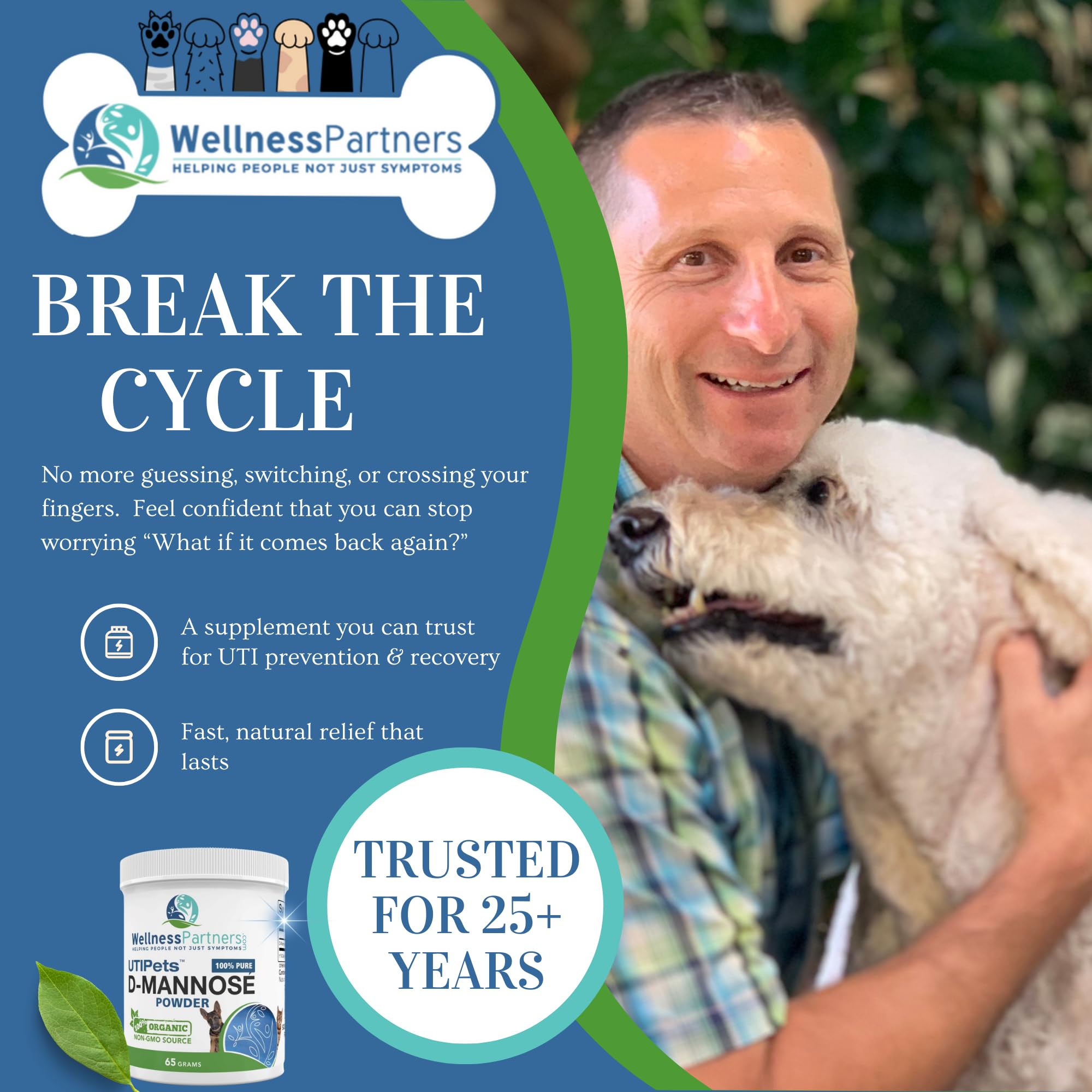 WellnessPartners UTI Pets D-Mannose being stirred into pet bowl