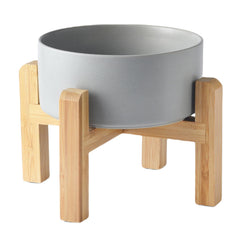 Welloyed 6-inch ceramic raised dog bowl front view highlighting elevated feeding posture.