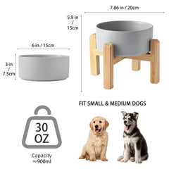 Welloyed raised bamboo stand with non-slip base protects floors during feeding.